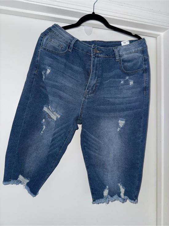 nobrand Pants - Distressed Dark Blue Denim Bermuda Shorts - Women's